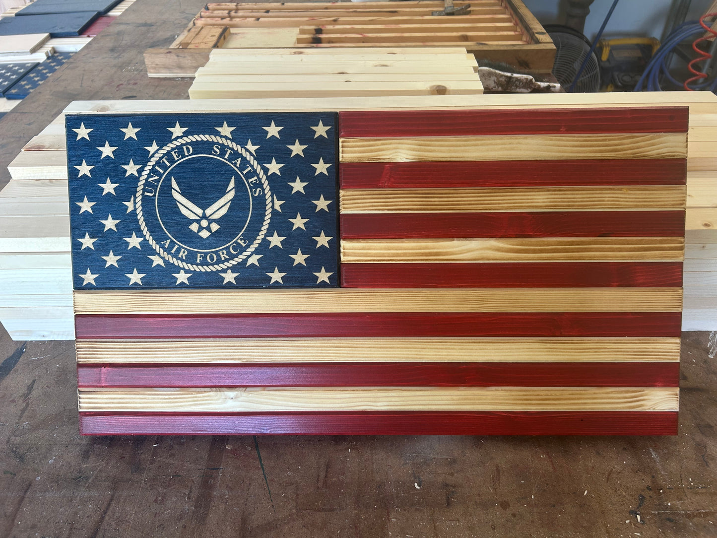 Rustic Red/White/Blue Wooden American Flag