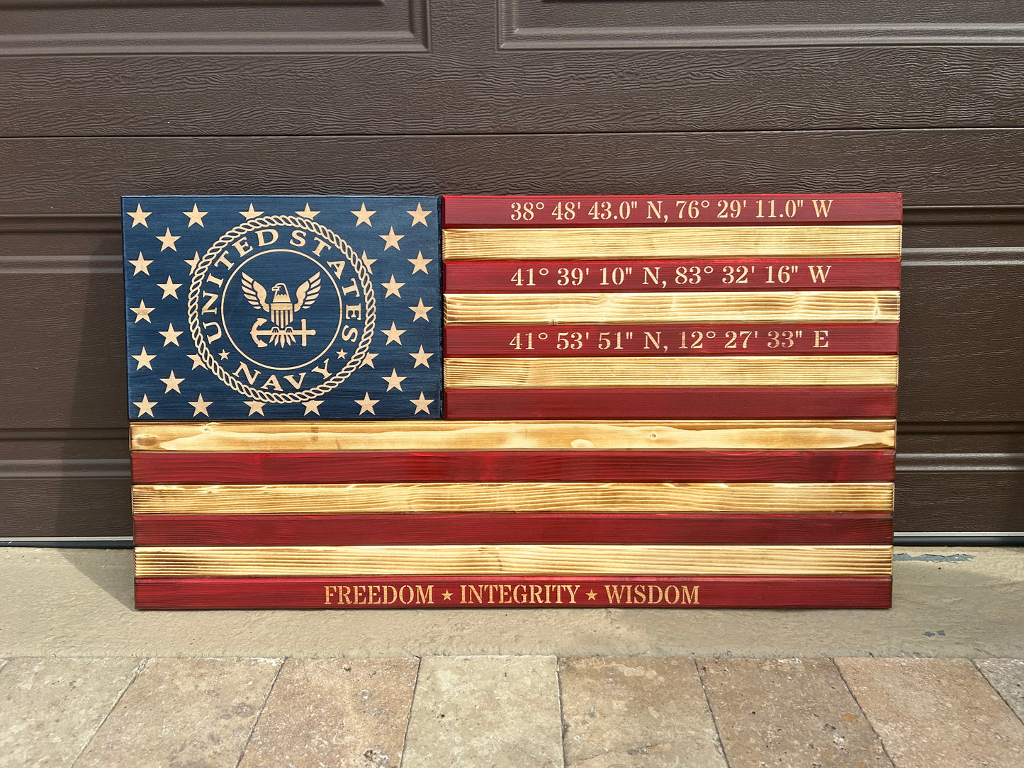 Rustic Red/White/Blue Wooden American Flag