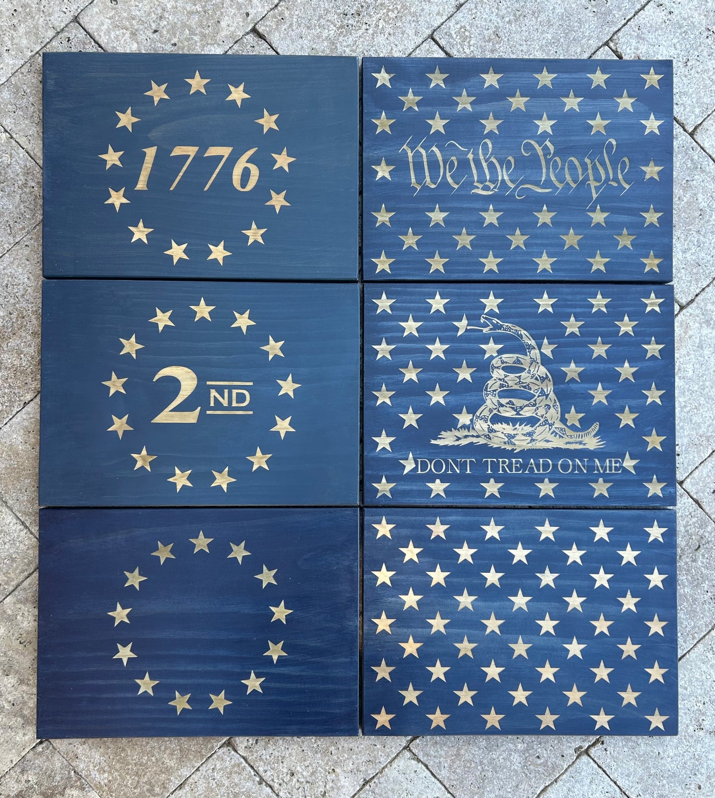 Rustic Black/White Wooden American Flag
