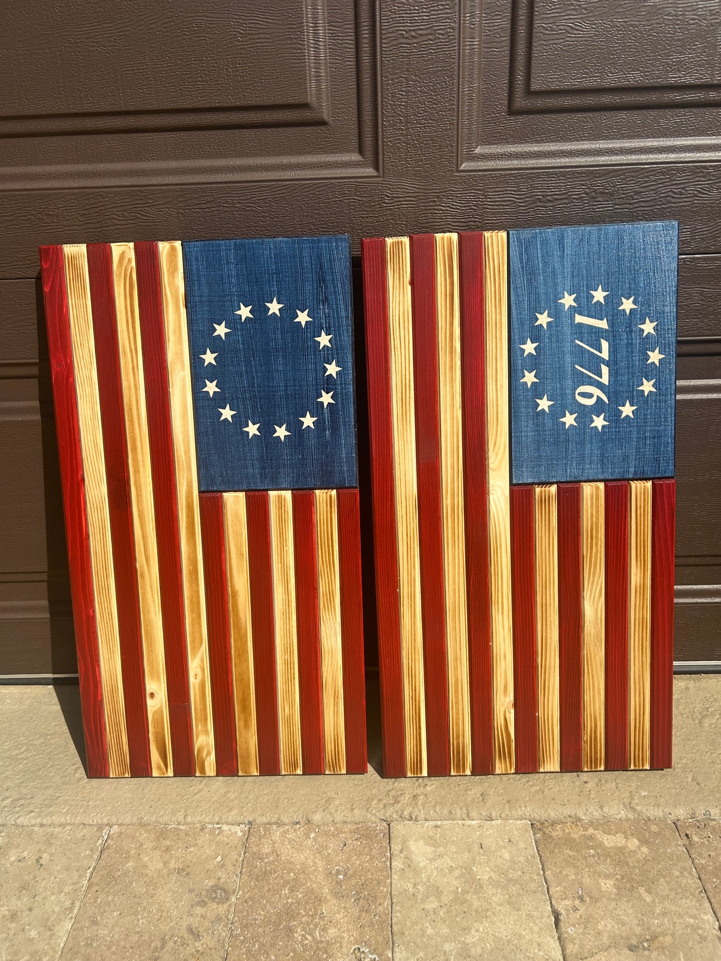 Rustic Red/White/Blue Wooden American Flag